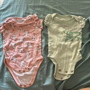 Cute Bunny and Elephant Baby Onesies Set